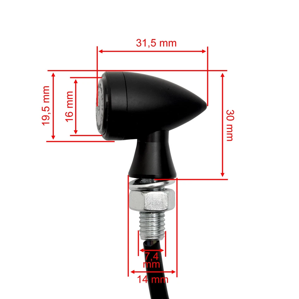 3in1 Micro Bullet LED Blinker Rück-/Bremslicht Kombi Mini, schwarz ECE f. Harley - Bild 2 von 4
