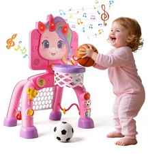 Toddler Basketball Hoop  Soccer Goal Activity Center, Interactive Toys with ...