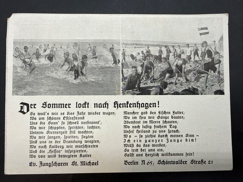 WWI German Postcard Der Sommer Beckons you on beach