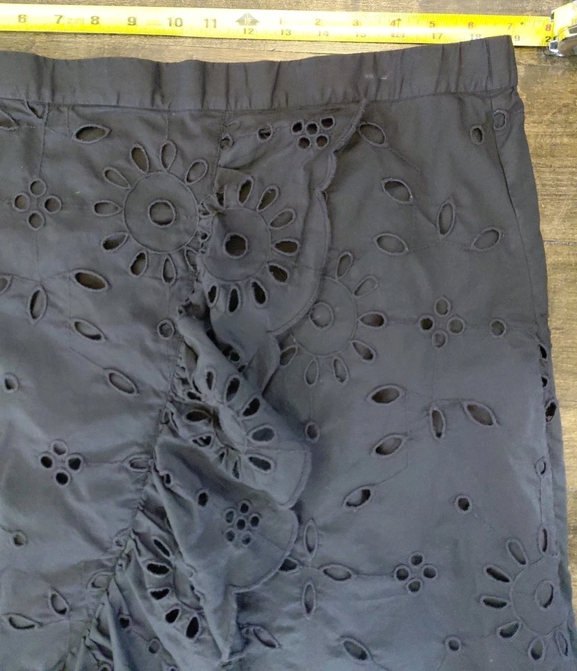 Maxi falda midi con volantes delanteros negros talla XXL J Crew cintura elástica ojales Foto 4 de 4