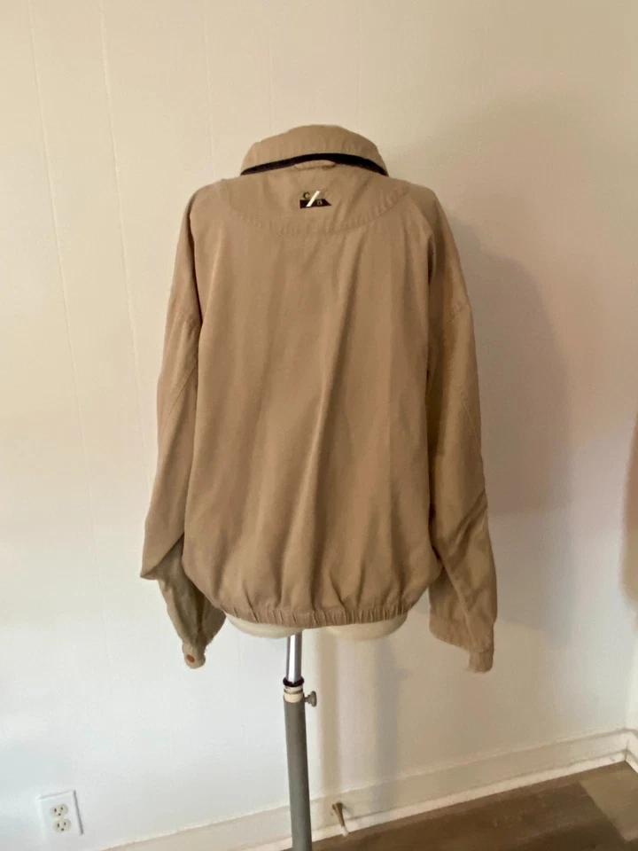 Corvette Racing Jacket VTG Cutter & Buck Full Zip Bomber Khaki Flannel Tan Zip - Image 2 of 4