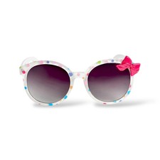 Girls White Sunglasses with Pink Bow and Colorful Polka Dots