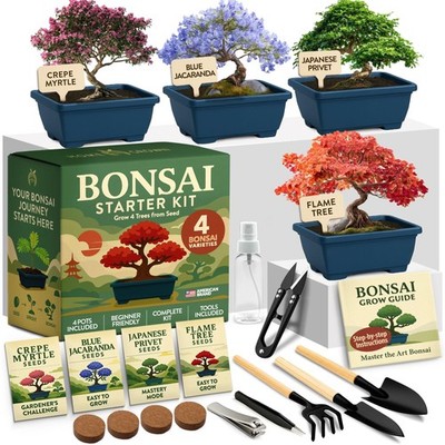 Bonsai Tree Starter Kit   Unique Christmas Gift for Adults, Men, Women - Grow 4