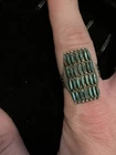 Vintage Sterling Silver  Needlepoint Turquoise Ring Size 5.25