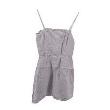 Reformation Mini Dress Womens 0 Purple Gingham Linen Ruffle Smocked Sundress