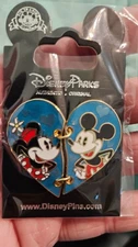 Disney Parks Authentic Mickey & Minnie Heart-Shaped Pin Set Collectible