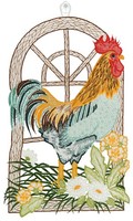 Fensterbild Ostern Plauener Spitze Fensterdekoration Osterdekoration Hahn 34 Cm