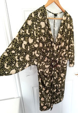 River Island Size 18 Dress Khaki Green Black Beige Animal Print Buckle Effect