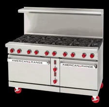 American Range ARGF-10-126L 60" Commercial 10 Burner Gas Green Flame Range