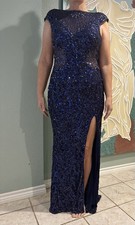 Primavera Couture Sequin Evening Gown- Size 8- Midnight Blue