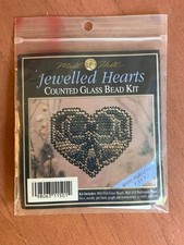Mill Hill 1992 Jewelled Hearts Counted Glass Bead Kit Fancy Bow MHJH1 lily New