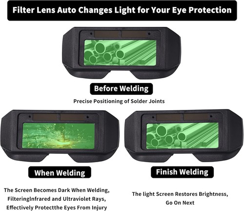 Professional Solar Powered Auto Darkening Welding Glasses - Dual Sensor Design - Picture 7 of 9