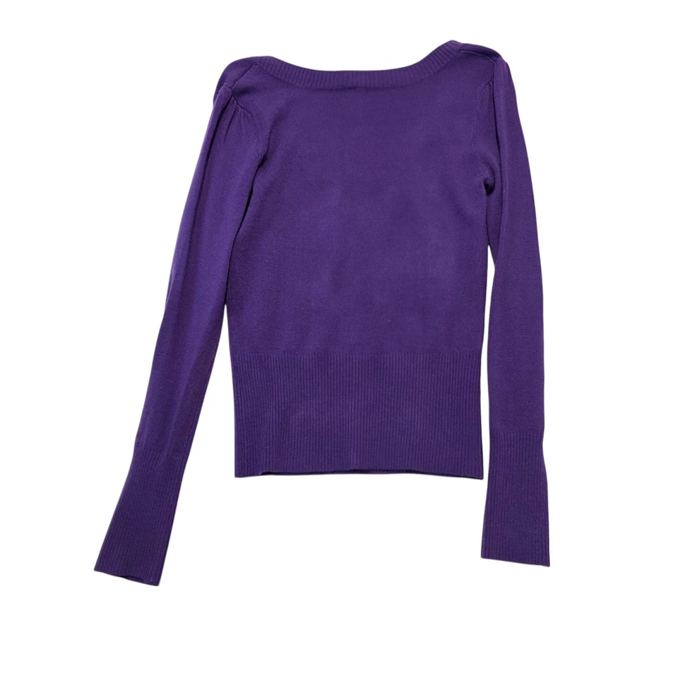 Takeout Purple V Neck Long Sleeve Knit Sweater Top - Image 2 of 4