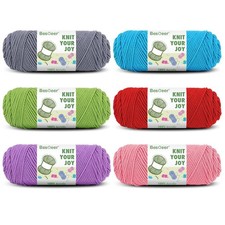 Besgeer Whtie Yarn for Crocheting, Knitting, Tufting, Craft, 6 Pack of 100g/3...