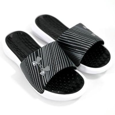 Under Armour UA PLAYMAKER SPEEDER Slides Sandals White Black - Men's Size 9
