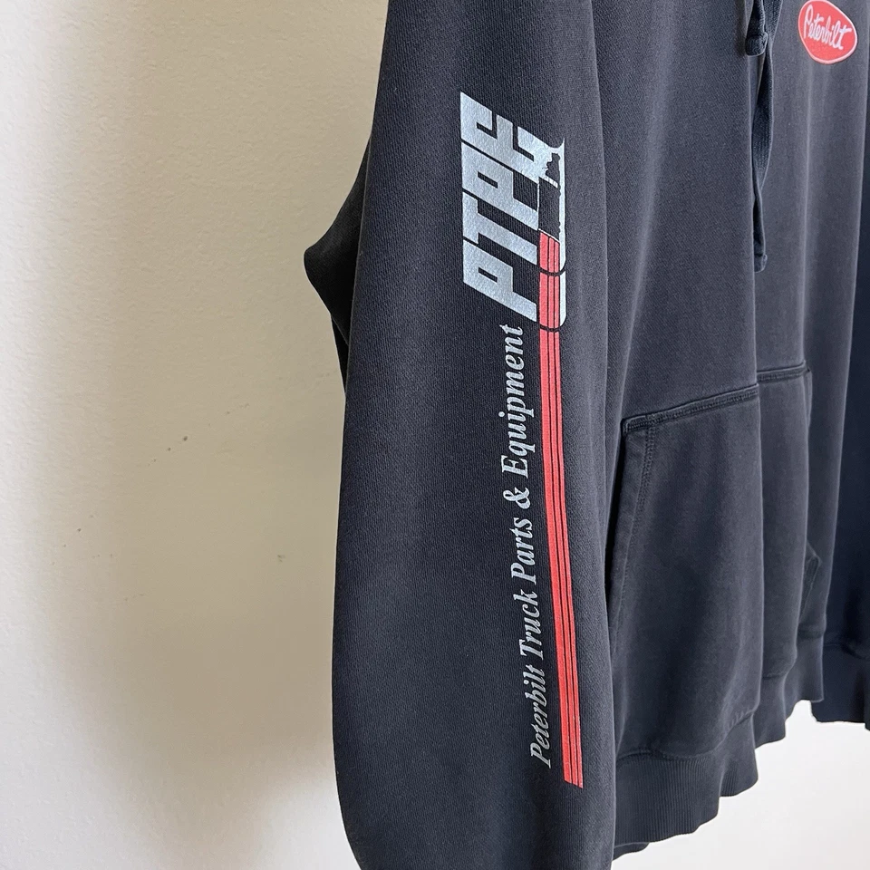 Sudadera con Capucha Peterbilt Sport-Tek Negra Grande Pullover Camión Piezas Equipo Promoción Foto 4 de 4