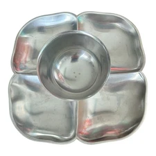 Vintage GENSE Swedish Stainless Divided Serving Crudité Dish Bowl MCM RETRO