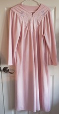 Vintage 60's Shadow Line Long Zip Pink Bathrobe Women Fleece Velour Robe Granny