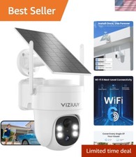 Solar Security Cameras Wireless Outdoor, 3MP Pan Tilt 360 WiFi Camera with Co...