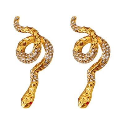 Elegant Snake Shape Earrings Fashion Ear Accessory with Rhinestones for Ladies