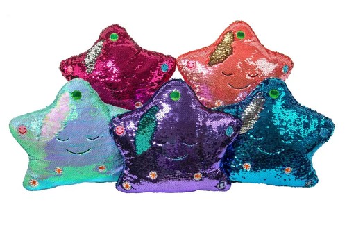 The Desi Doll ® My Dua Pillow Flippable Sequin Pillows with Light Sound BluePear - Picture 2 of 4