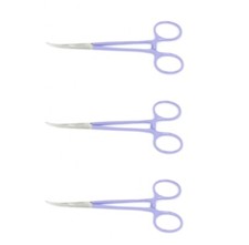 3 Premium Mosquito Hemostat Forceps 5"Curved "Fine" Locking Handle "Purple"Color