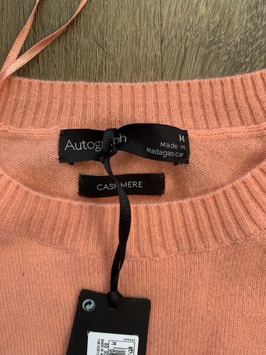 autograph Coral & Navy 100% Cashmere Jumper Size M - Picture 5 of 9