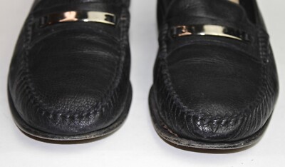 Mens VTG Bally Switzerland Black Soft Pebble Leather Slip-On  display picture 3