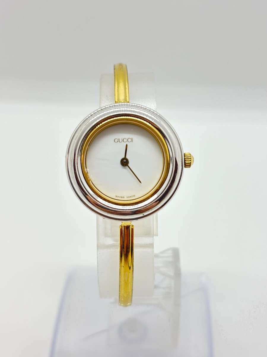 Exc+5] GUCCI 11/12 Change Bezel Watch White Silver Dial metal Used