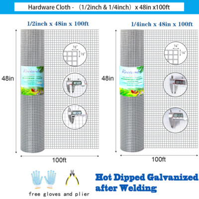 Hardware Cloth 1/4inch 48"×100' Galvanized Chicken Wire Fence Welded