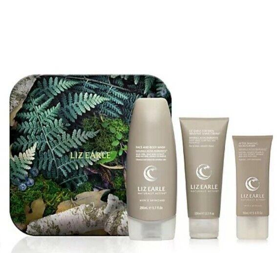 Liz Earle Mens 3 Piece Shower & Shave Collection New In a Large Gift Tin~New