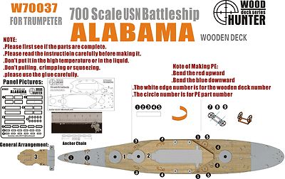 Hunter 1/700 W70037 Holzdeck USS Schlachtschiff Alabama für Trompeter
