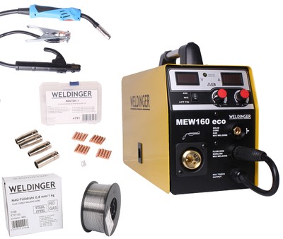 Schweißgerät Schweißinverter WELDINGER MEW 160 eco + MAG ...
