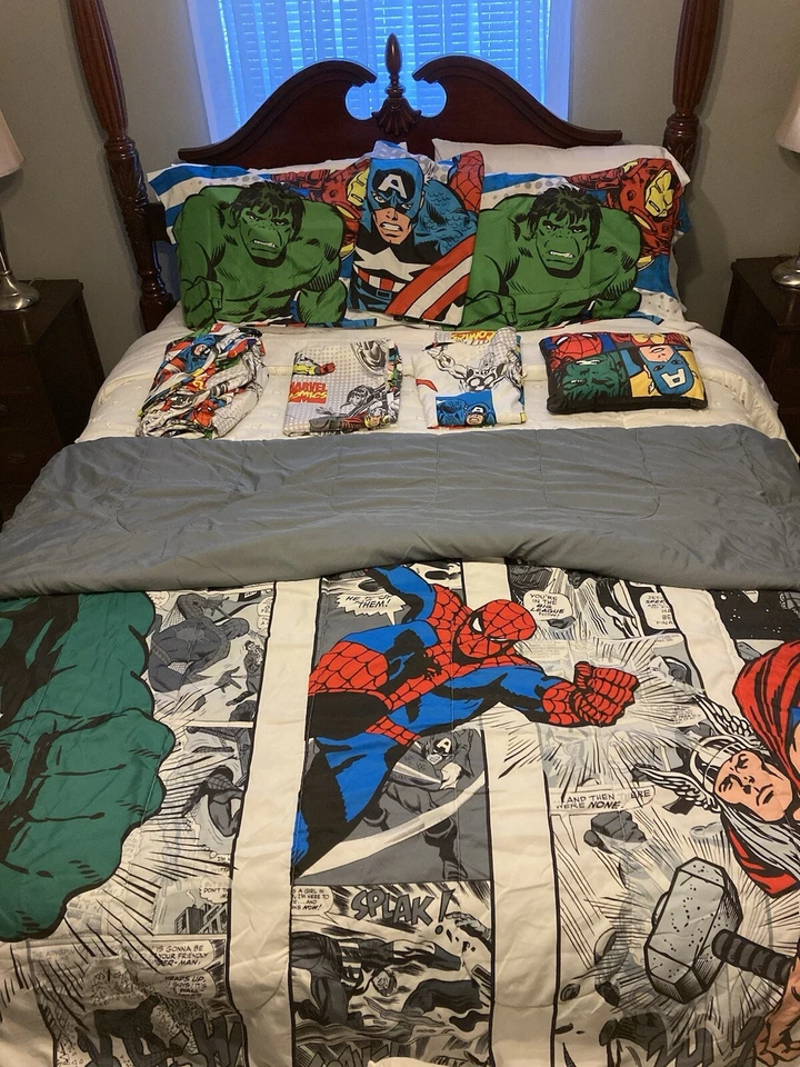 Juego de cama Avengers Comic Cool tamaño completo. 8 piezas ver descripción de lo que está incluido Foto 3 de 4