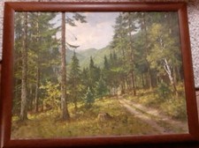 Ölgemälde  Waldweg  von dem Maler HOESE  60X80 cm  