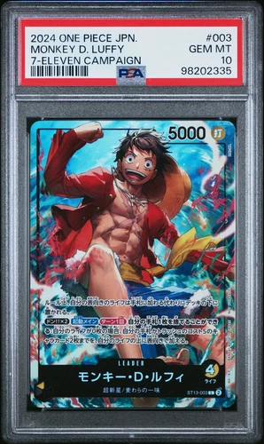 PSA 10 GEM MINT JAPANESE ONE PIECE 2024 Monkey D. Luffy L ST13-003 7-ELEVEN Tie