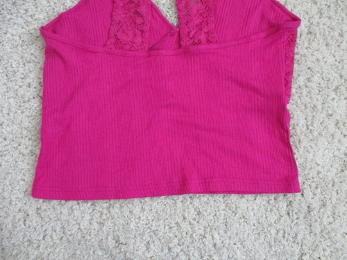 Anthropologie Ilia Lounge Spitze Detail Top Damen mittelrosa Tanktop gerippt gestrippt - Bild 13 von 13