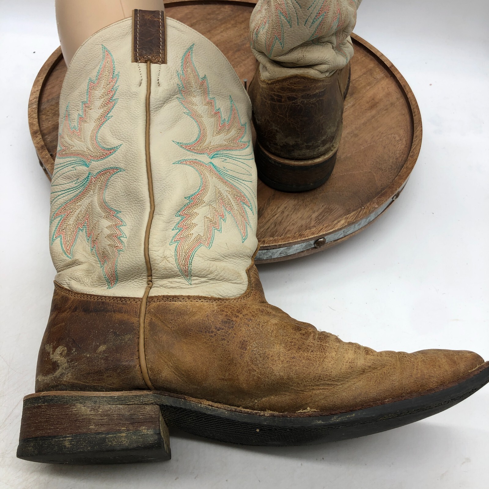 Justin Bent Rail Boots BRL336 Uvalde Tan/Brown Western Womens 11 B