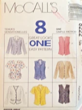 McCall's Sewing Pattern 8222 Misses Tops 8 Variations Easy Sizes 10-14 FF UNCUT