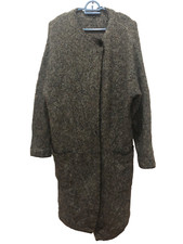 Uniqlo Women’s Gray Tweed Knit Long Coat Size L – Minimalist Winter Jacket