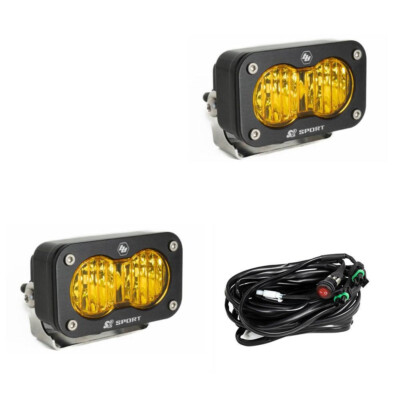 Baja Designs S2 Sport LED Lights Pair Amber Driving/Combo w/Wire Harness