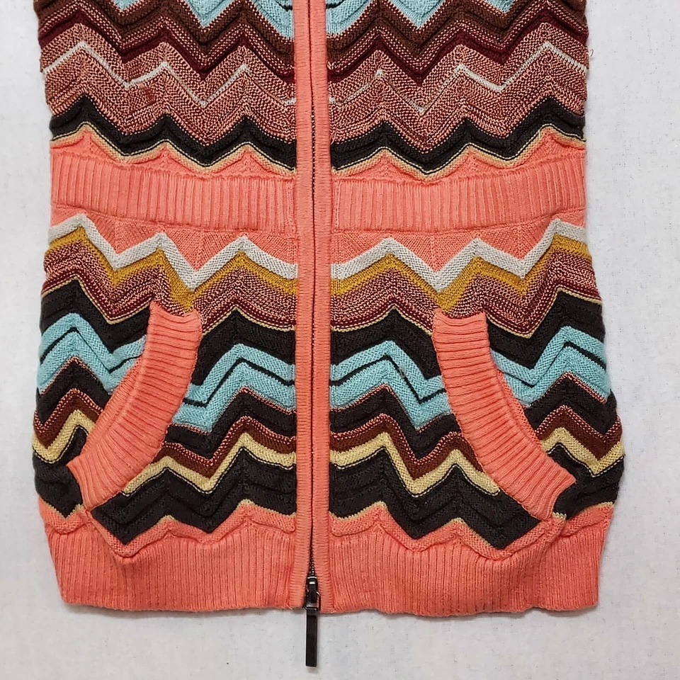NUEVO CON ETIQUETAS Missoni Chaqueta Suéter con Capucha para Niña Talla XS Cremallera Completa Tejido Chevron Boho Otoño Foto 4 de 4