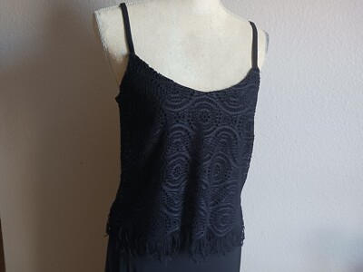 Soho Apparel  Black Lace Bodice Spaghetti Strap Long Dress Size S