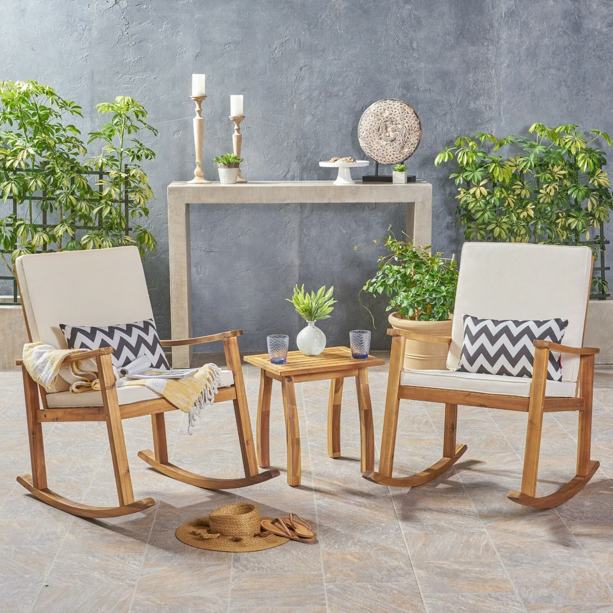 Rocking chair outlet and table set