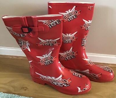 Tall Rubber Wellies Red Smirnoff Ice Adjustable Buckle Festival Rain Boots  UK UK