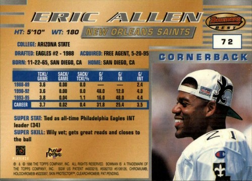 1996 Bowman's Best Football  *COMPLETE YOUR SET*  Pick From List - Picture 142 of 356