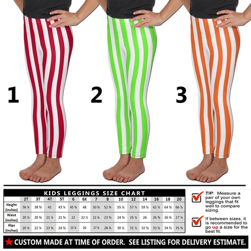 Kids Halloween Leggings #6 - Baby Girls Boys Teens Colorful Stripes Costume Gift - Picture 10 of 30