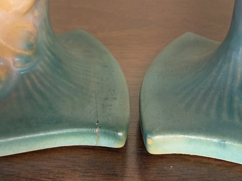 2 Vintage Roseville Pottery Peony Double Candlesticks Candle Holders 1153 READ - Picture 5 of 15
