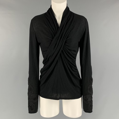 Pull En Cachemire Noir – The Black Sweater Company – Taille M, Col V Et Longueur Hanches