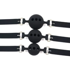 Silicone Open Mouth Ball Gag Bondage Restraints Breathable Harness Strap BDSM.